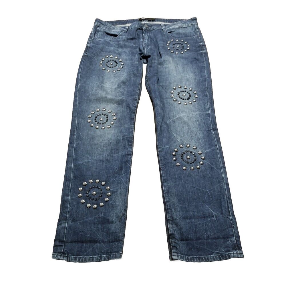 Brockenbow Jeans Women's Size 30 Charlotte Boyfriend Beaded Marbling (35x29.5)